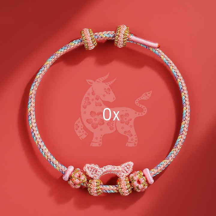 Buddha Stones Handgefertigtes geflochtenes Armband „Jahr des Drachen“, niedliches chinesisches Sternzeichen, Glück