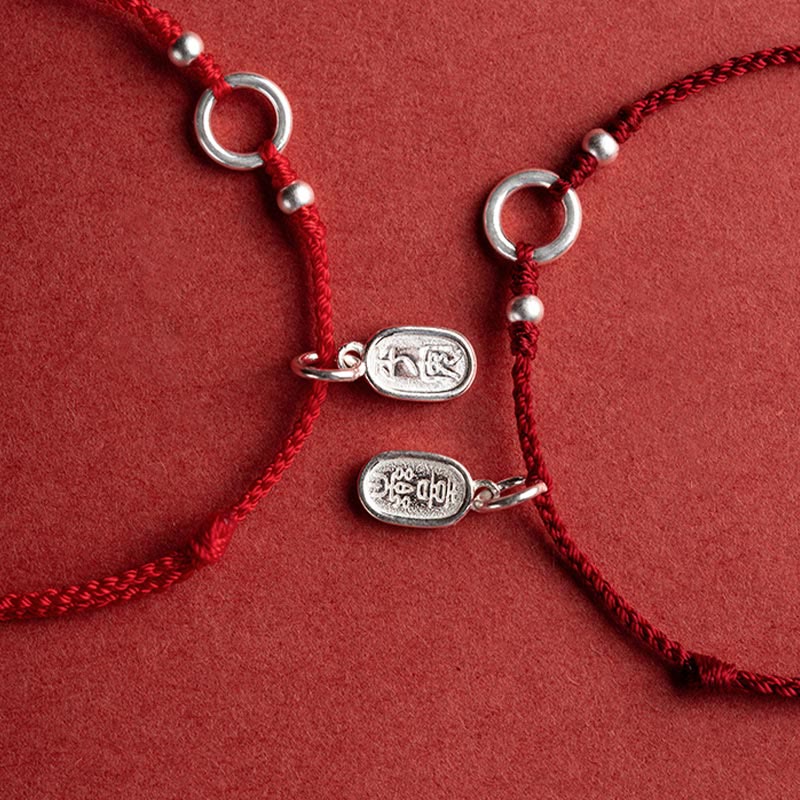 Armband mit Buddha Stonesn, 925er-Sterlingsilber, Glück, Glück, Frieden, Freude, Lotus, Frieden, Schnalle, rote Schnur