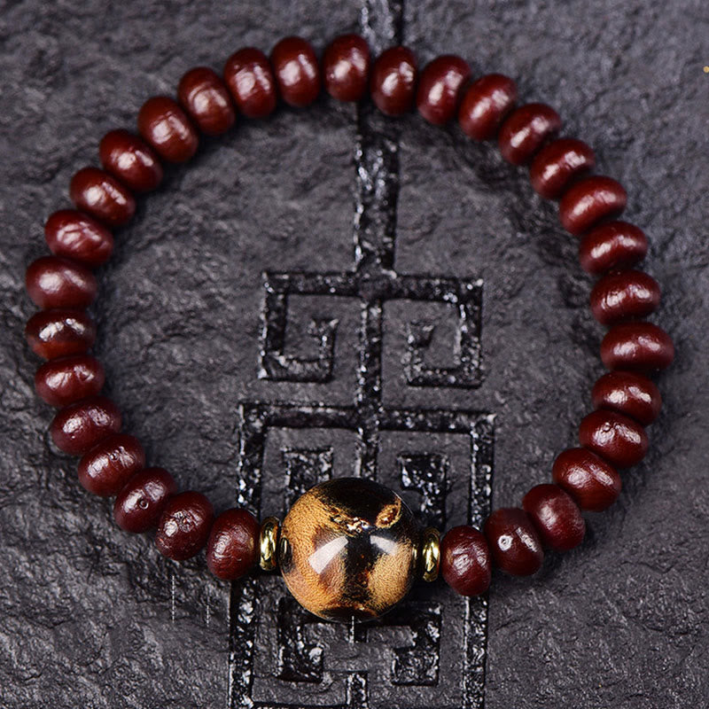 Buddha Stones Natürliches tibetisches lila Bodhi-Samenperlen-Harmonie-Armband