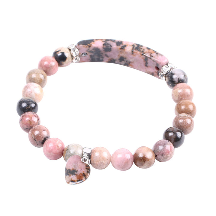 Buddha Stones Rhodonit Love Heart Healing Beads Armband