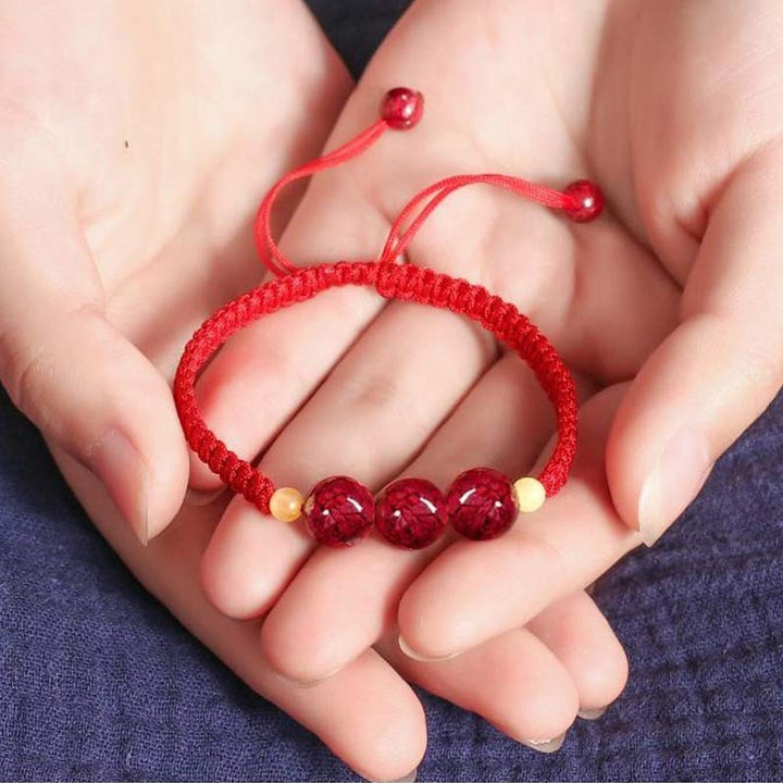 Buddha Stones Cinnabar Blessing Rotes Schnurarmband für Kinder