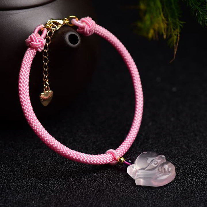 Lucky Pink Crystal Fox Love String-Armband