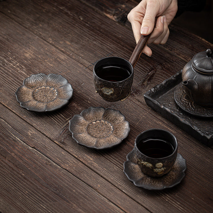 Buddha Stones Vintage Lotusblume Keramik Tassenunterlage Teetasse Untersetzer Kung Fu Teematte