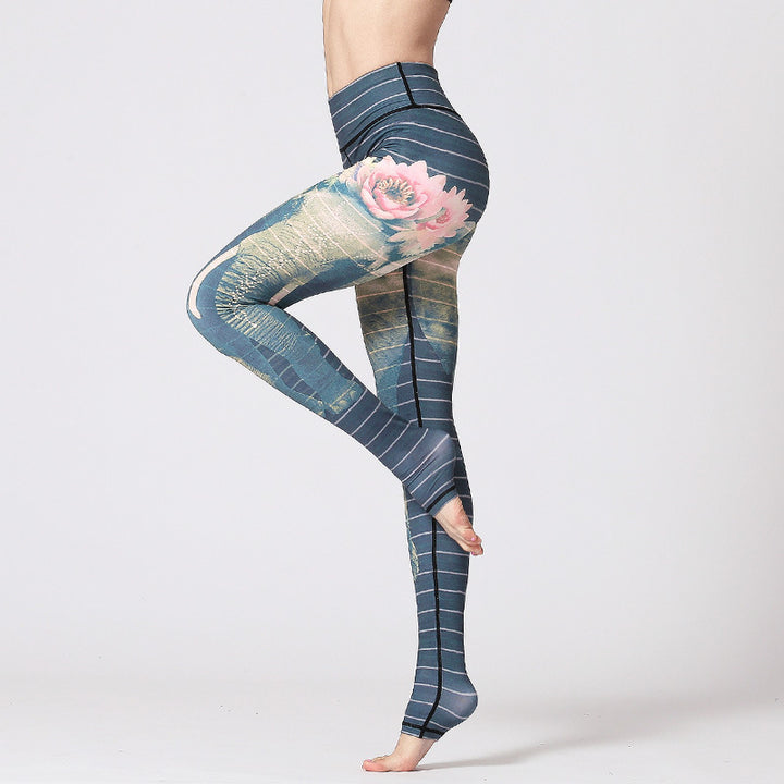 Buddha Stones Lotusblume Blumendruck Design Hose Sport Fitness Yoga Leggings Damen Yogahose