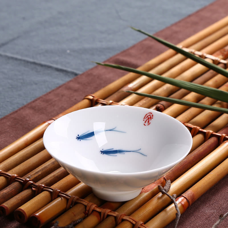 Buddha Stones Jingdezhen blaue und Weiß Porzellan-Koi-Fisch-Teetasse aus Keramik, Kung-Fu-Teetassen