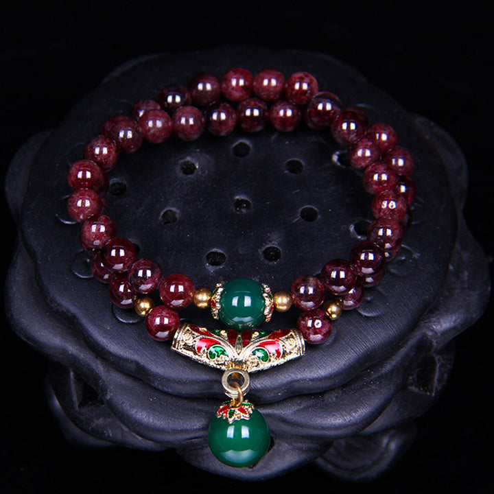 Buddha Stones Natürliches Granat-Segen-Armband