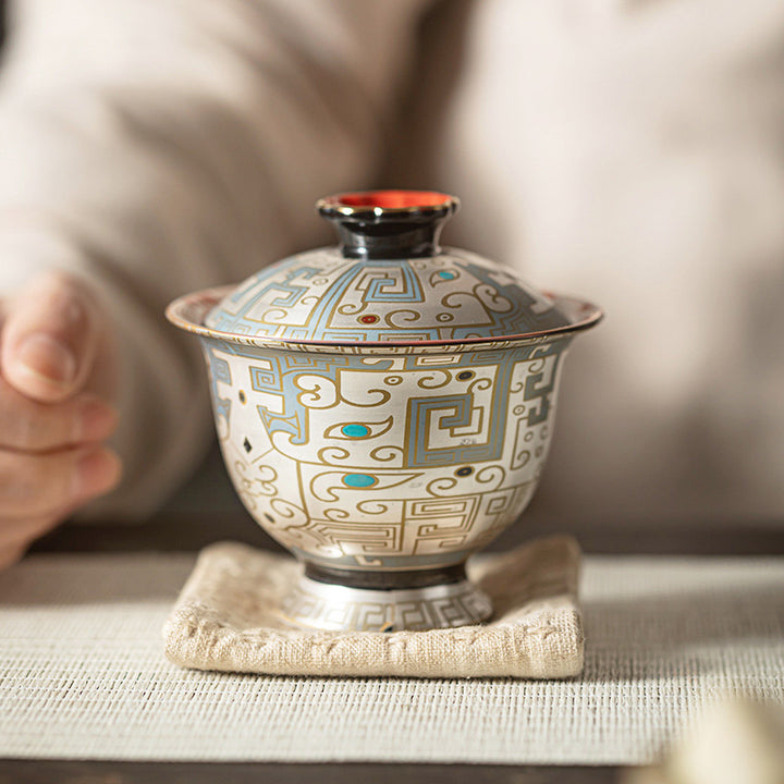 Buddha Stones Dunhuang Farbmuster Gaiwan Teetasse Kung Fu Teetasse mit Deckel