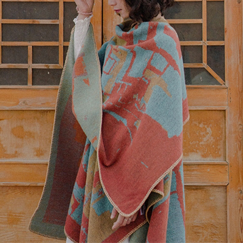 Tibetischer orangefarbener Schal, warmer Umhang