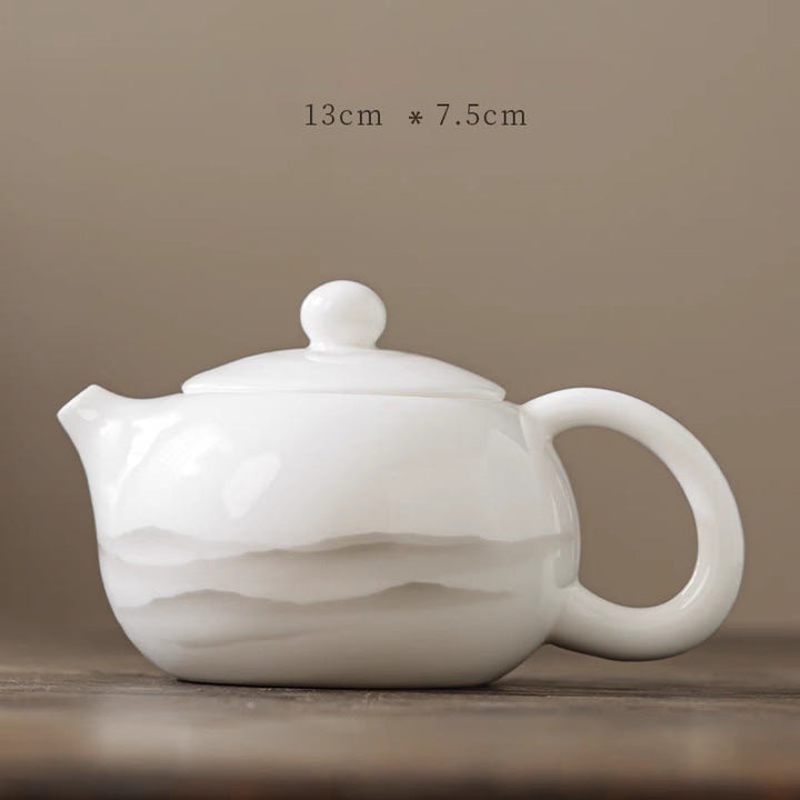 Buddha Stones, Vintage-Tuschemalerei, Berg , Weiß Porzellan, Keramik, Gaiwan, Sancai, Teetasse, Kung-Fu-Teetasse und Untertasse mit Deckel, Teeutensilien-Teekanne