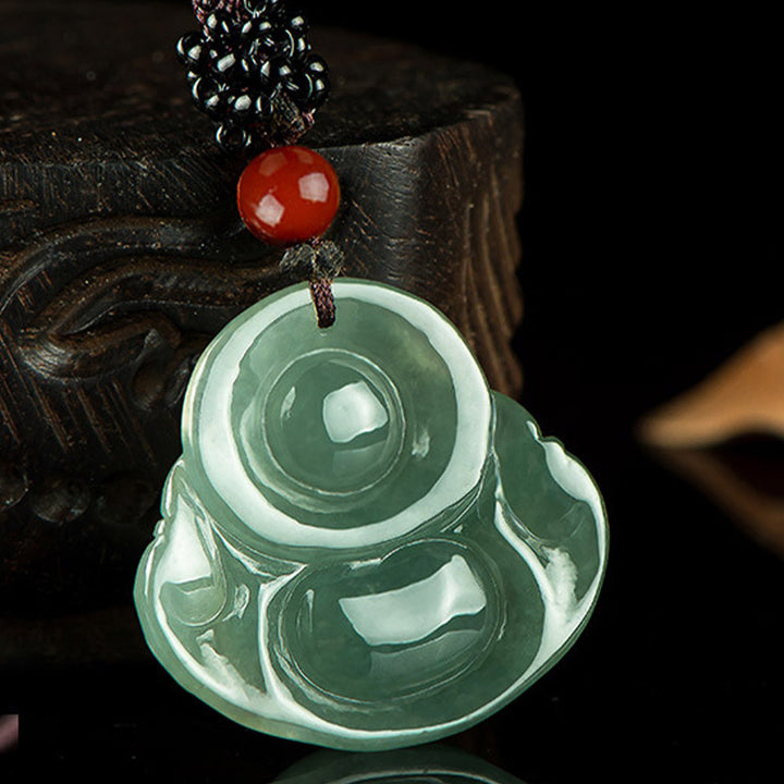 Lachender Buddha Jade Fülle Halskette Anhänger