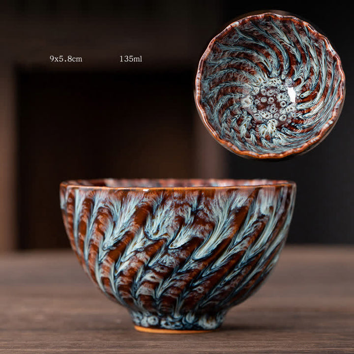 Buddha Stones, Pfirsichblüten-Muster, Keramik-Teetasse, Blumen-Teetassen