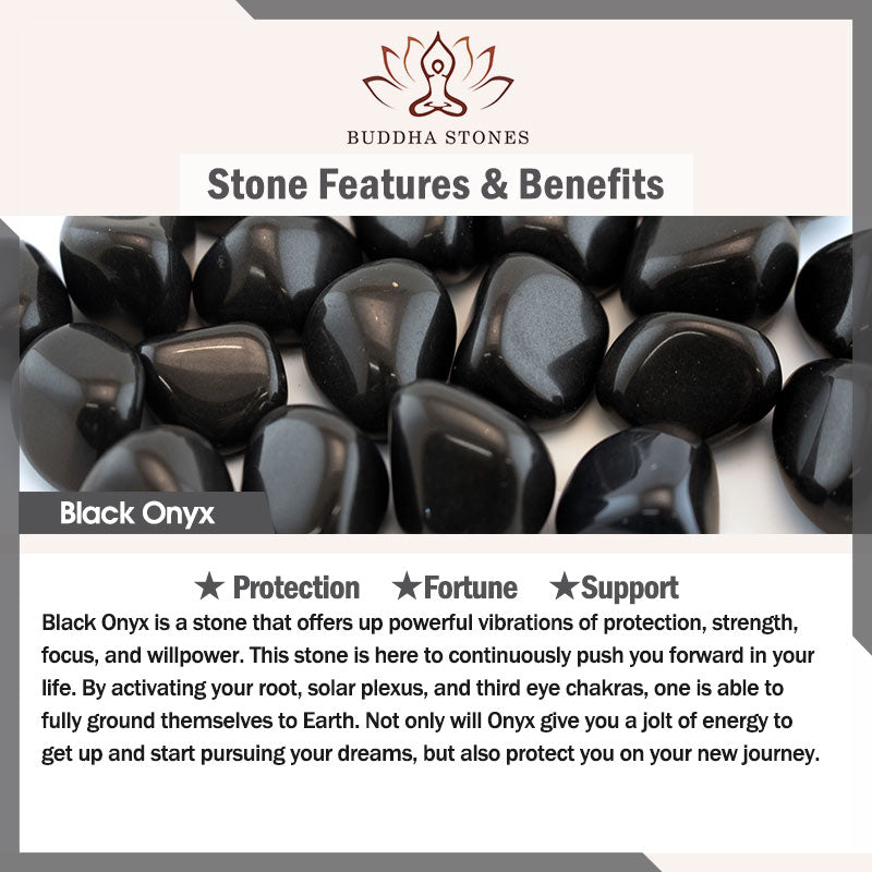 Buddha Stones Schwarzes Onyxperlen-Stützschutzarmband