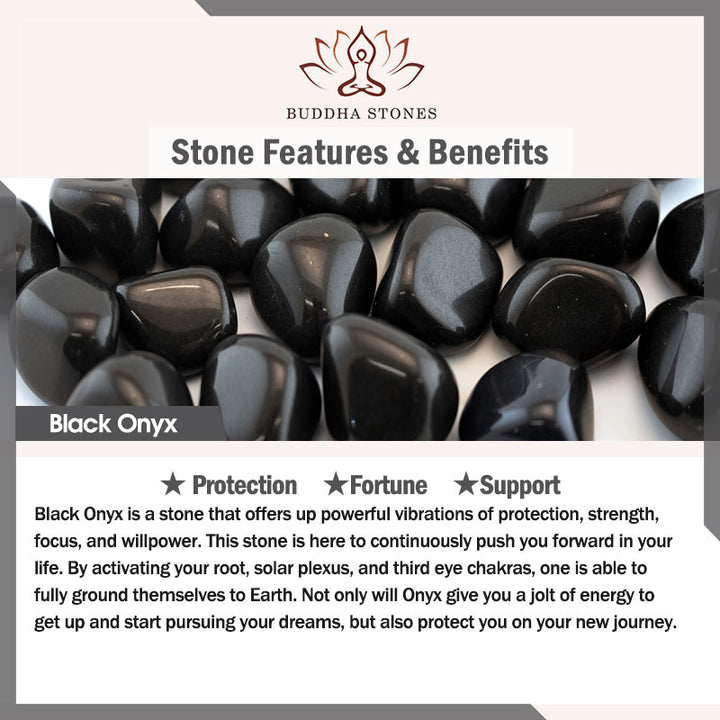 Buddha Stones Schwarzes Onyxperlen-Stützschutzarmband
