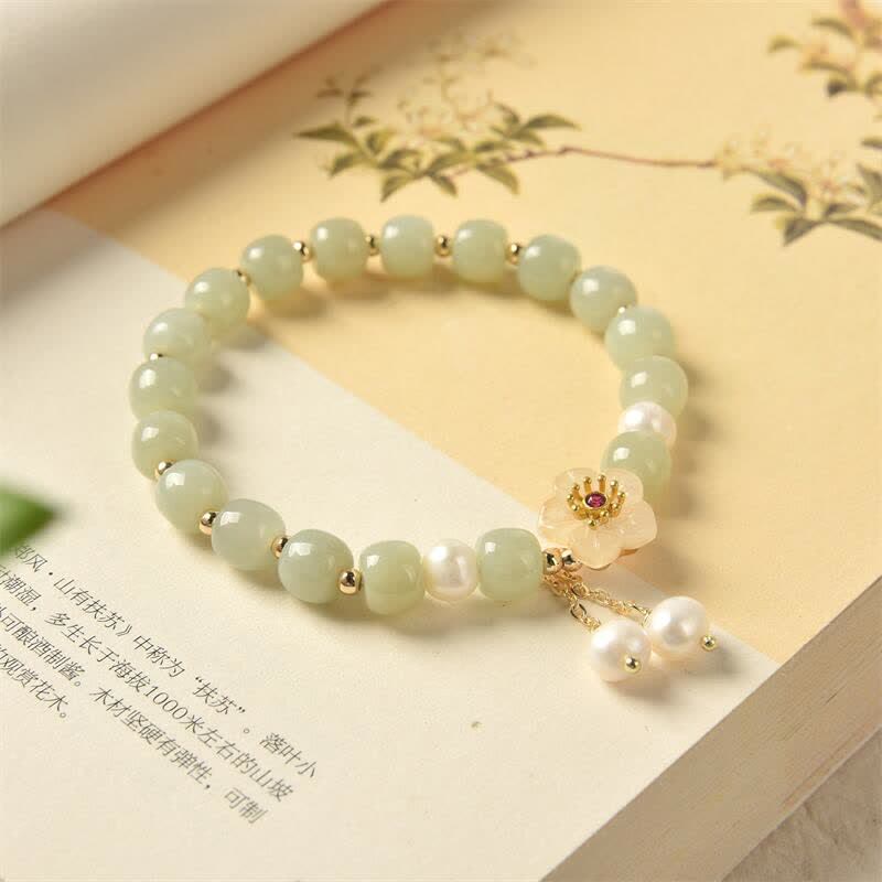 Hetian-Jade-Blumen-Perlen-Glück-Überfluss-Armband