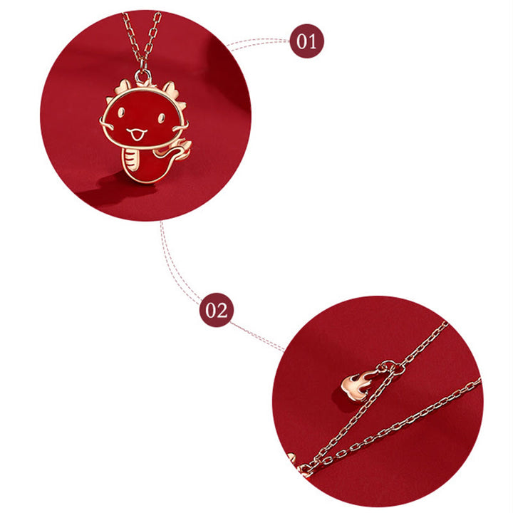 ❗❗❗Ein Blitzverkauf – Buddha Stones 925 Sterling Silber Jahr des Drachen Farbwechselnde Drachen-Fu-Charakter-Erfolgs-Halsketten-Anhänger-Ohrringe