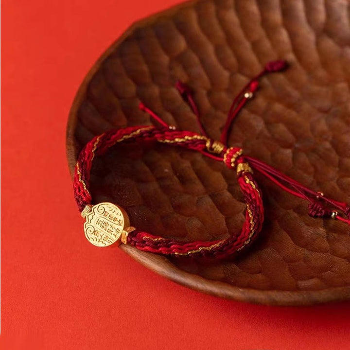 Buddha Stones Five Directions Gods of Wealth Handgefertigtes Reincarnation Knot Protection String Braid Armband