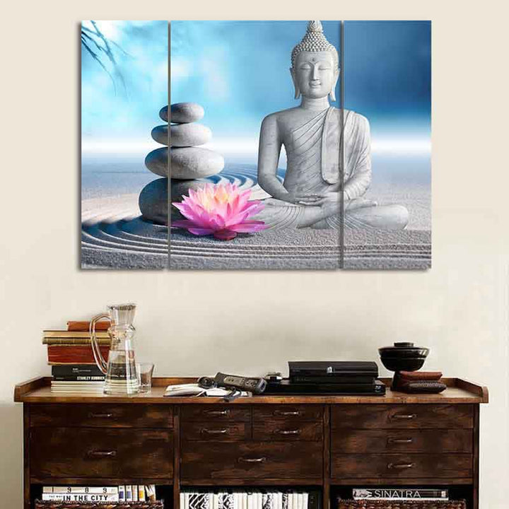 Buddha Stones, sitzend, Meditation, Buddha, Lotus, Segen, Mitgefühl, Gleichgewicht, Steinhaufen, Zen-Felsen, Wandkunst