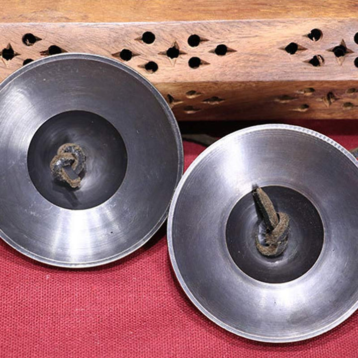 Tibetische Tingsha-Glocke, Kupfer-Glücksdekoration mit Tasche
