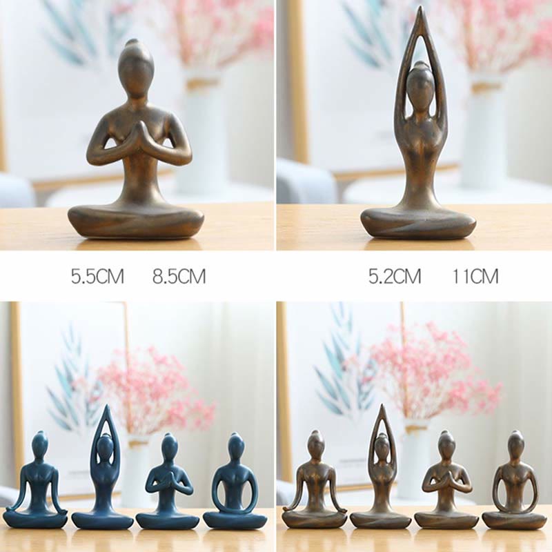 Abstrakte Yoga-Meditationsübung, Keramik, spirituelle Figur, Skulptur, Dekoration