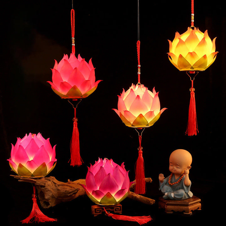 Buddha Stones zum Selbermachen, Lotusblume, Drachenlaterne, Quaste, Lampendekoration