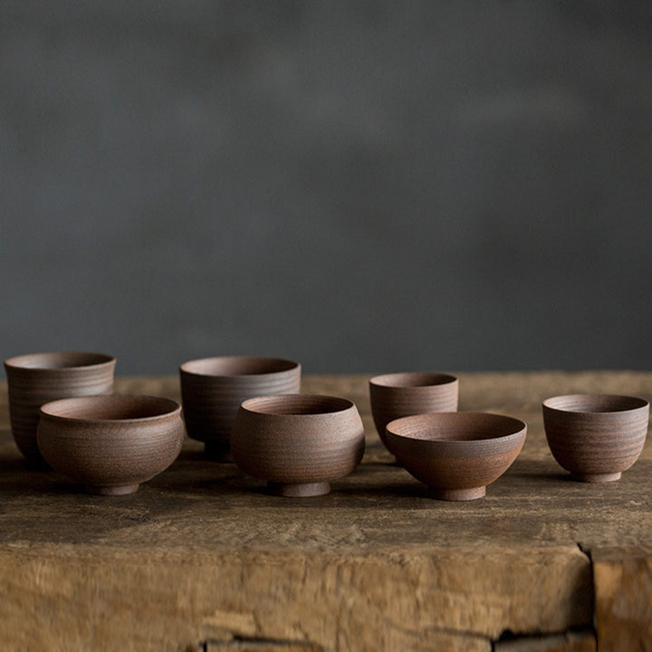 Buddha Stones Handgefertigte Retro-Teetasse aus brauner Keramik, Kung-Fu-Teetasse