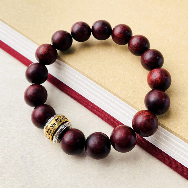 Buddha Stones, kleines Blatt, rotes Sandelholz-Amulett, Schutzarmband