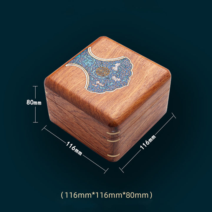 Antike Blumenblatt handgemachte Palisander Schmuck Aufbewahrungsbox Holz Geschenk Organizer Box