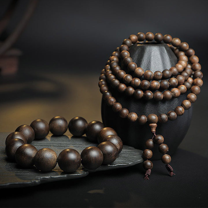 Buddha Stones 108 Mala Perlen Adlerholz Frieden Stärke Ruhe Armband