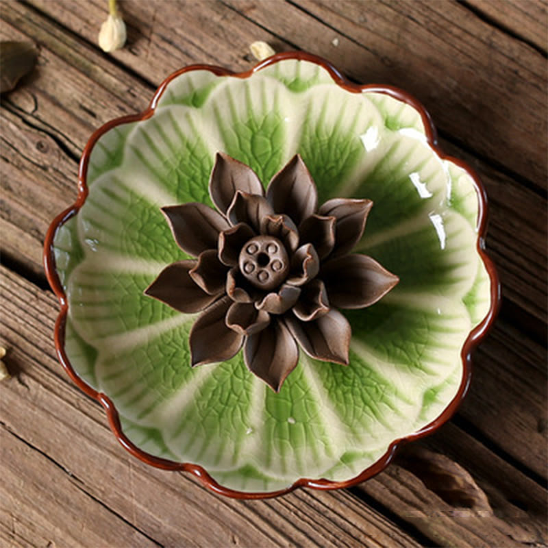 Buddha Stones, Lotus-Muster, heilende Keramik-Räuchergefäß-Dekoration