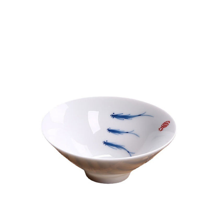 Buddha Stones Jingdezhen blaue und Weiß Porzellan-Koi-Fisch-Teetasse aus Keramik, Kung-Fu-Teetassen