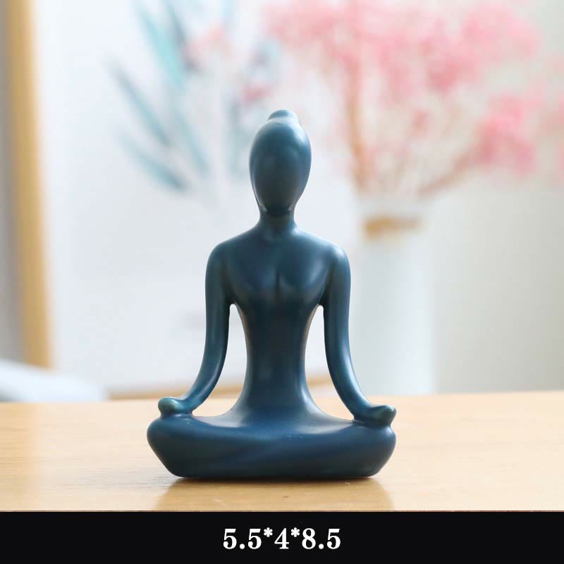 Abstrakte Yoga-Meditationsübung, Keramik, spirituelle Figur, Skulptur, Dekoration