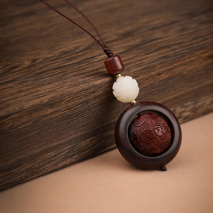 Buddha Stones, tibetisches kleines Blatt, rotes Sandelholz, Ebenholz, Glücksschutz, Rotationsdekoration