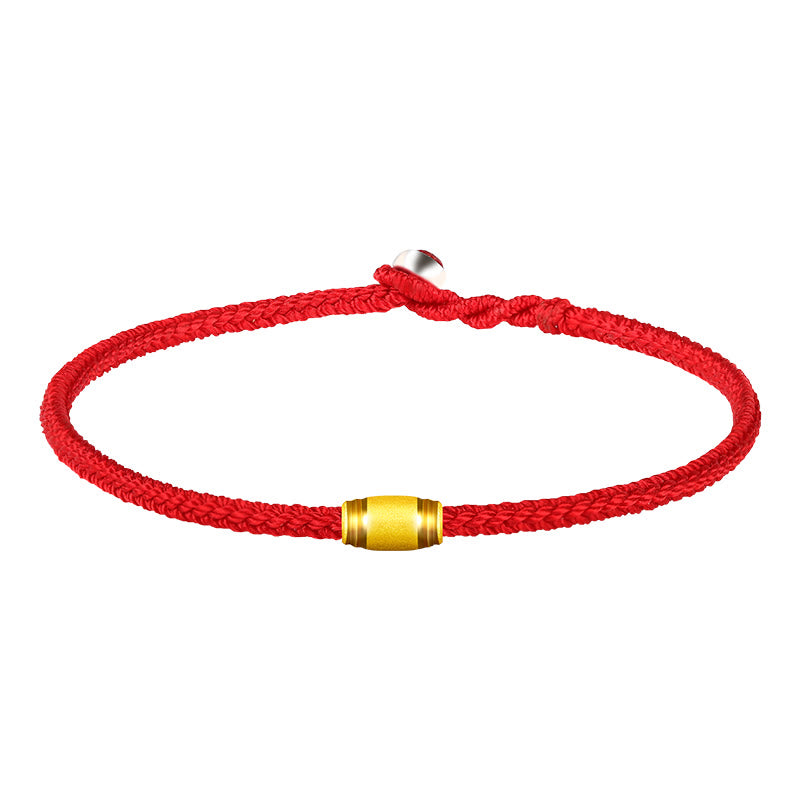 Buddha Stones 999 Gold Glücksperlen-Armband mit acht Fäden, Friedensknoten, rotes Seil