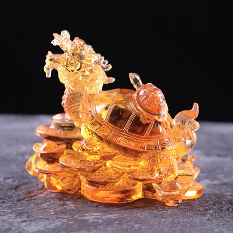 Buddha Stones, Feng Shui, Drache, Schildkröte, Münzen, handgefertigt, Liuli-Kristall, Glückskunst, Dekoration für Zuhause und Büro