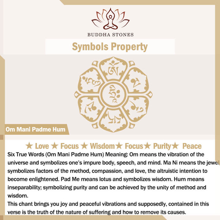 Buddha Stones, tibetisches Om Mani Padme Hum Tang-Dynastie-Blumendesign, Kupfer-Friedenskettenarmband
