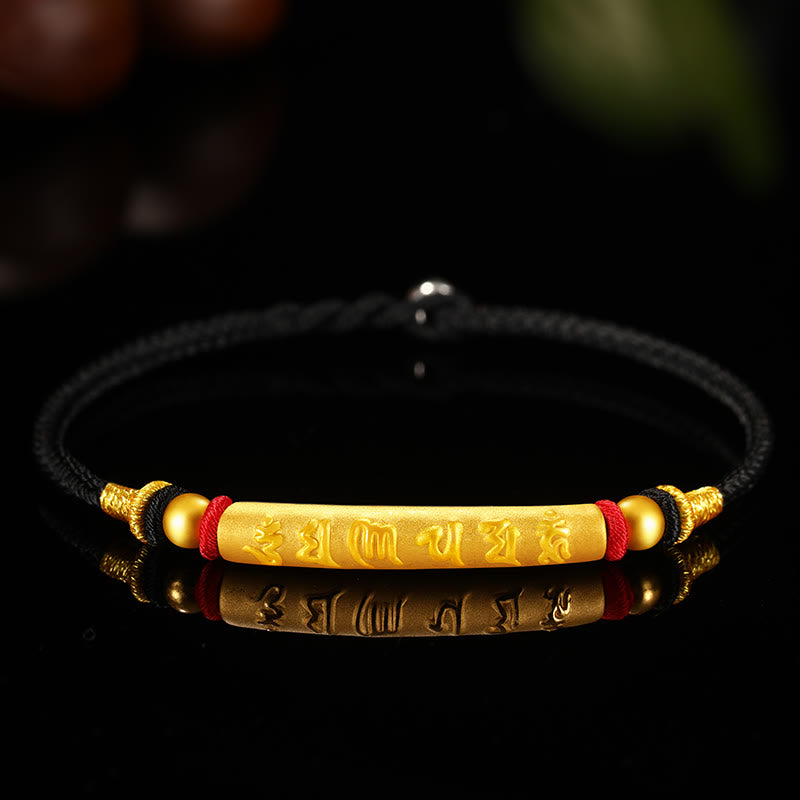 Buddha Stones, tibetisches 999-Gold, Om Mani Padme Hum, handgefertigt, achtfädig, Friedensknoten, Glück, geflochtenes Paar-Armband