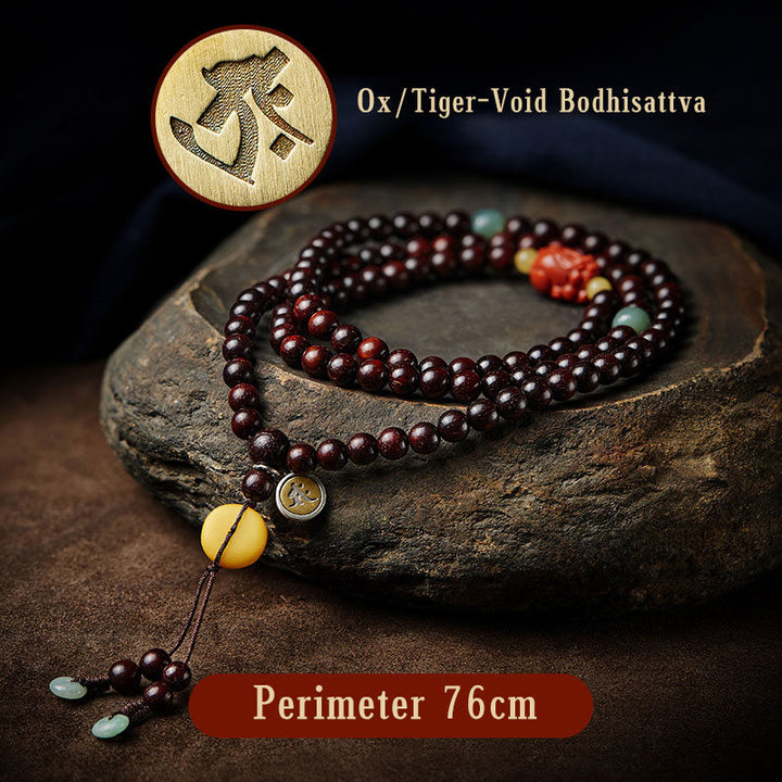 Buddha Stones, chinesisches Sternzeichen, Natal-Buddha, 108 Mala-Perlen, kleines Blatt, rotes Sandelholz, roter Achat, PiXiu-Schutzarmband