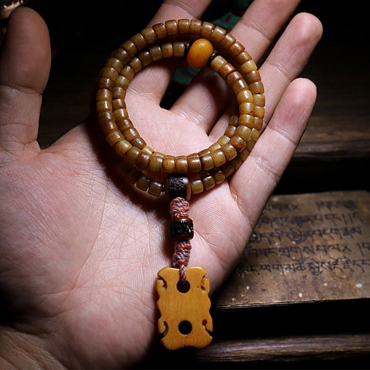 Tibet 108 Mala Perlen Yak Knochen Bernstein Balance Armband