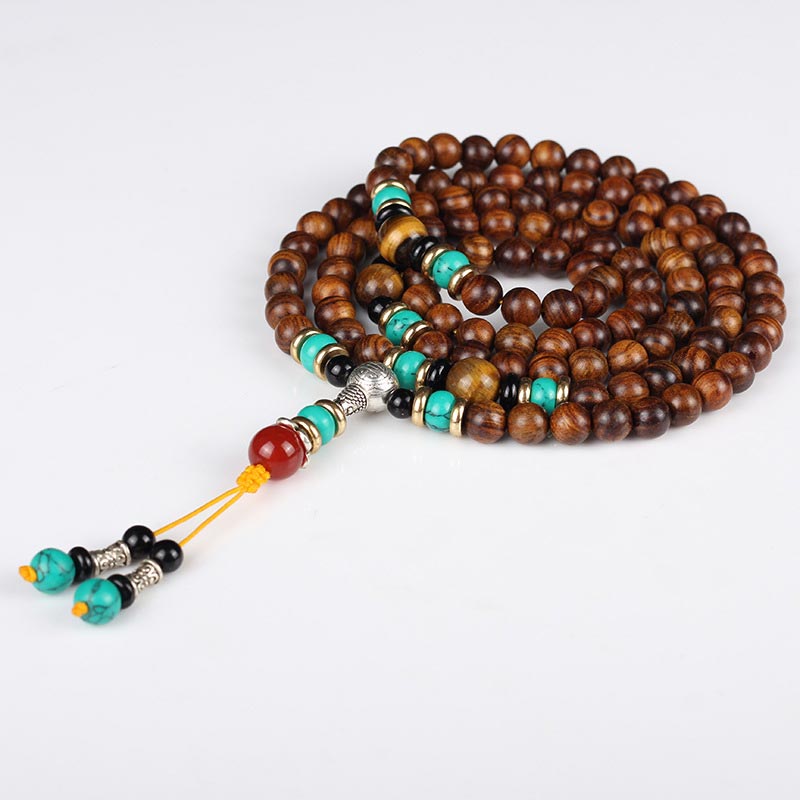 Buddha Stones 108 Perlen Rosenholz Tigerauge Mala Heilarmband