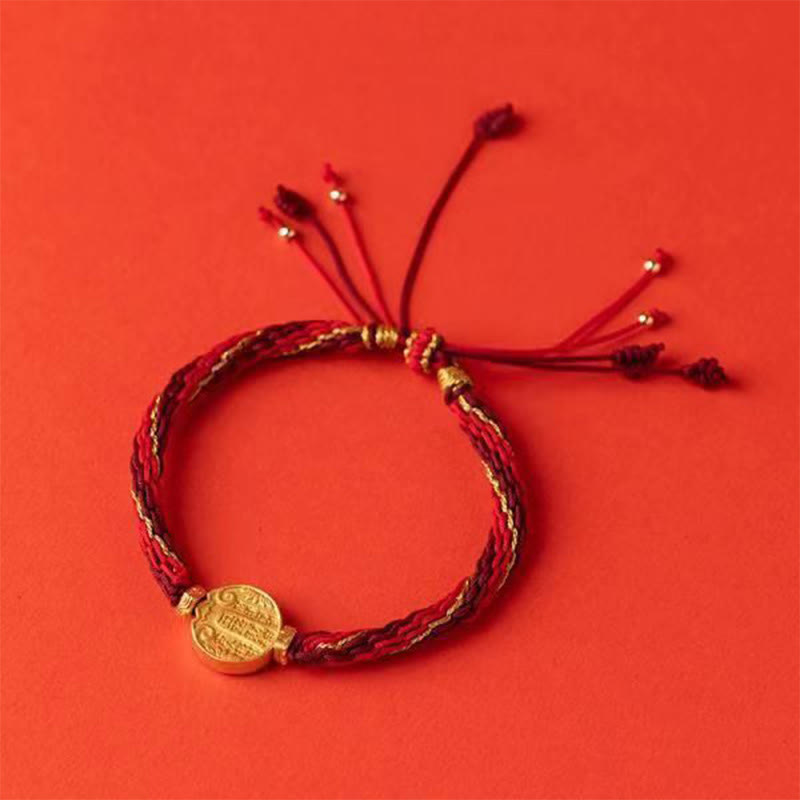 Buddha Stones Five Directions Gods of Wealth Handgefertigtes Reincarnation Knot Protection String Braid Armband