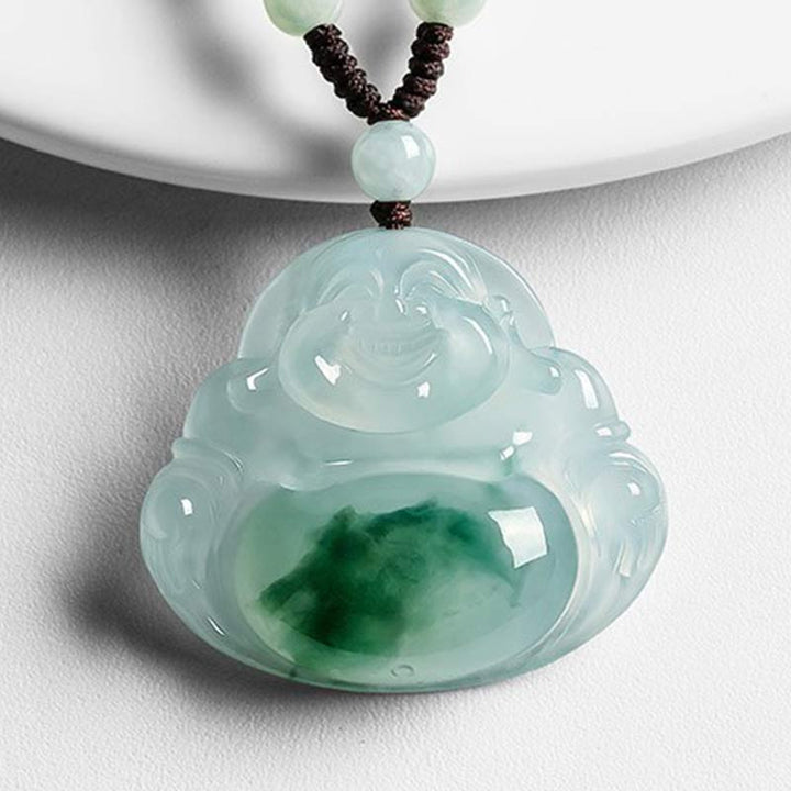 Buddha Cyan Jade Glück Halskette Anhänger