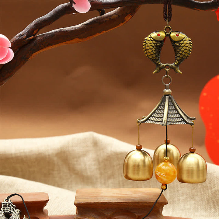 Feng Shui Kupfer Münze Koi Fisch Bagua Kirin Windspiel Glocke Glück Wandbehang Dekoration