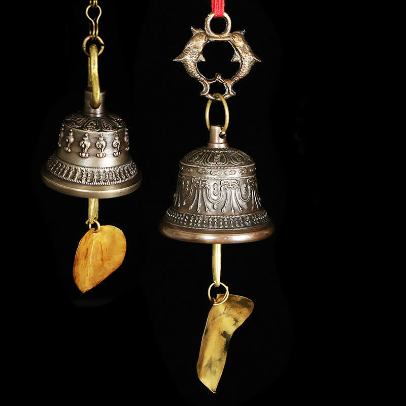 Tibetisches graviertes Windspiel, Glocke, Kupfer, Glück, Wandbehang, Heimdekoration