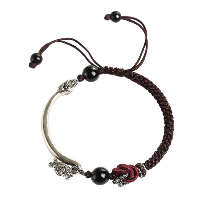 Handgefertigtes geflochtenes Armband aus 925er-Sterlingsilber mit Buddha Stonesn