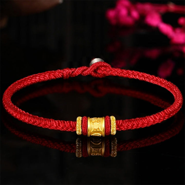 Buddha Stones Tibet 999 Gold Om Mani Padme Hum graviertes Schutz-Glücksperlen-Armband