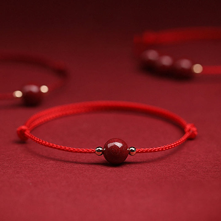 Buddha Stones Natural Lucky Cinnabar Bead Blessing String Armband Fußkettchen