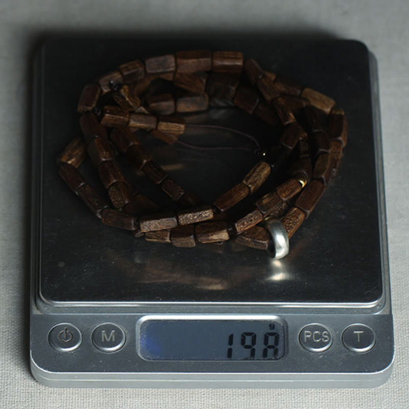 Tarakan Seltenes Adlerholz-Armband aus 925er-Sterlingsilber mit chinesischem Sternzeichen und 999 reinen Goldperlen zur Abwehr böser Geister