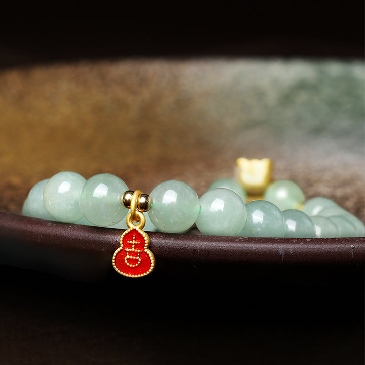 Buddha Stones, Jahr des Drachen, natürliches grünes Aventurin-Glückskürbis-Armband