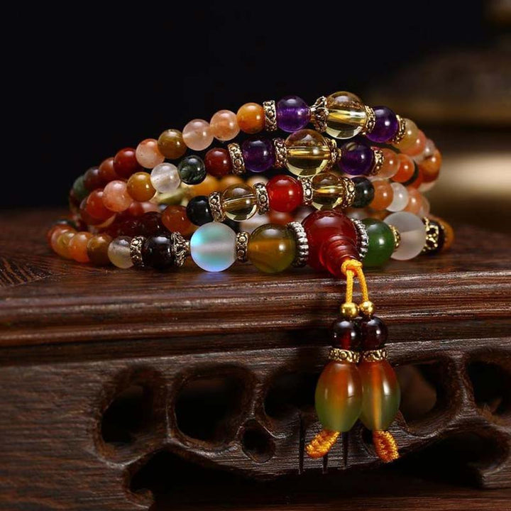 Buddha Stones Das 108 Quarz-Heil-Mala-Armband