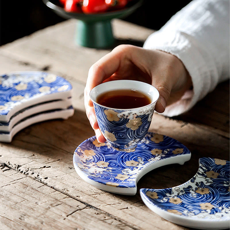 Buddha Stones Vintage Ozean Meereswellen Keramik Teetasse Teetassen